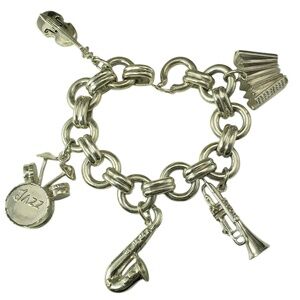 Tiffany & Co. Sterling Silver Jazz Instrument Charm Bracelet #21387